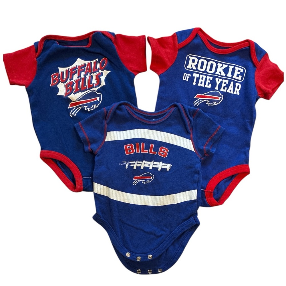 Buffalo Bills Baby Onesies 3-6 Month NFL Bundle – 3 Piece Set